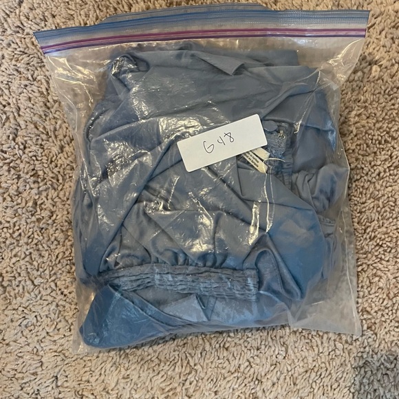 Anthropologie Ruched Sweetheart Dress Blue Grey Satin - Picture 16 of 16